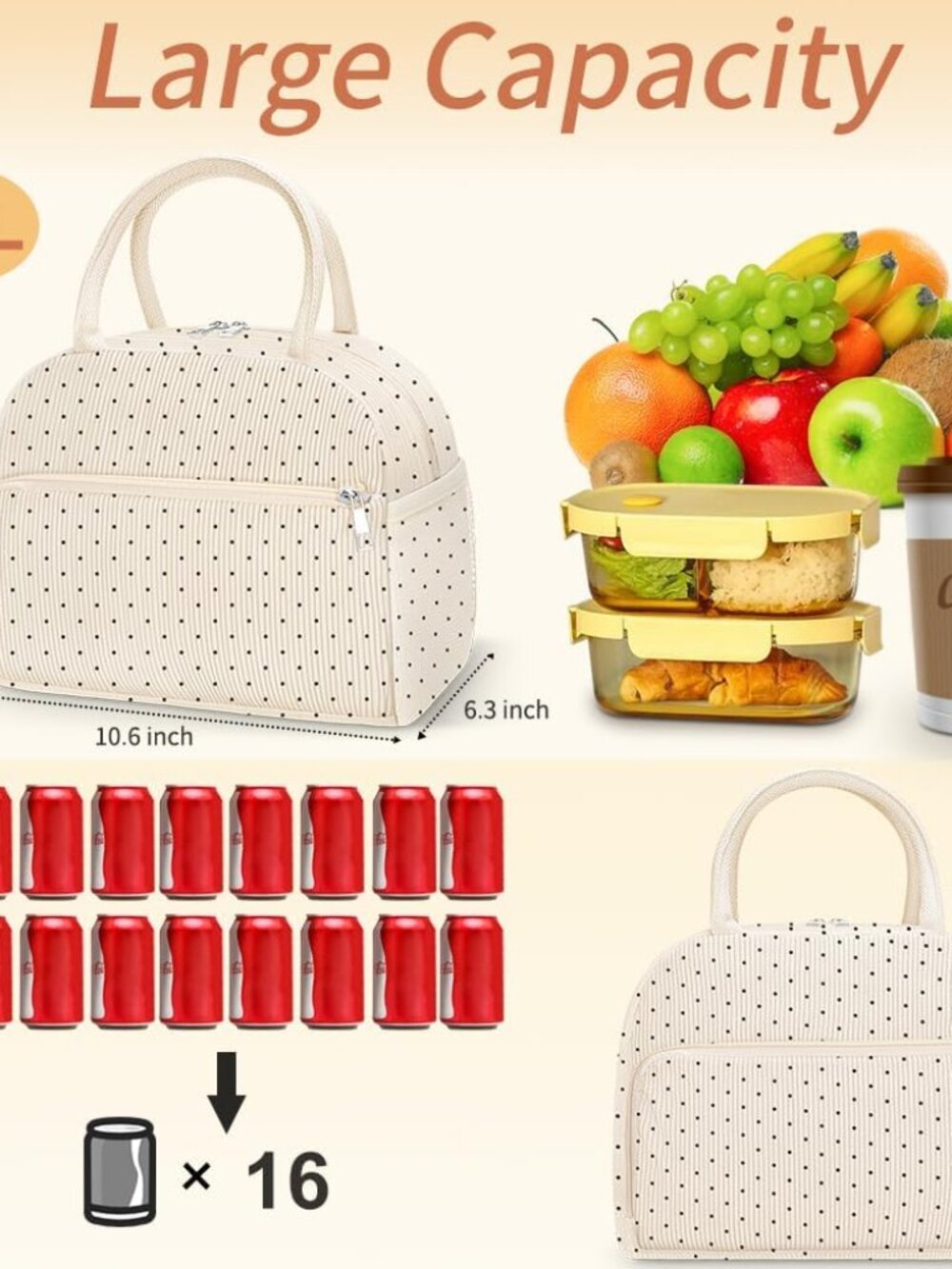 Lunch Bag Lunch Box for Women Men, Reusable Cute Corduroy Lunchbag - Leakproof, - Picture 3 of 9